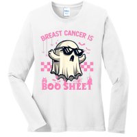 Breast Cancer Is Boo Sheet Halloween Breast Cancer Awareness Ladies Long Sleeve Shirt