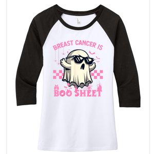 Breast Cancer Is Boo Sheet Halloween Breast Cancer Awareness Women's Tri-Blend 3/4-Sleeve Raglan Shirt