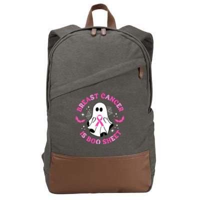 Breast Cancer Is Boo Sheet Awareness Halloween Ghost Gift Cotton Canvas Backpack