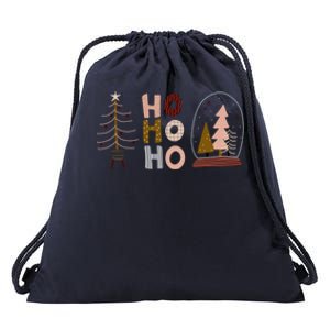 Boho Christmas I Love Christmas Ho Ho Ho Cute Holiday Gift Drawstring Bag