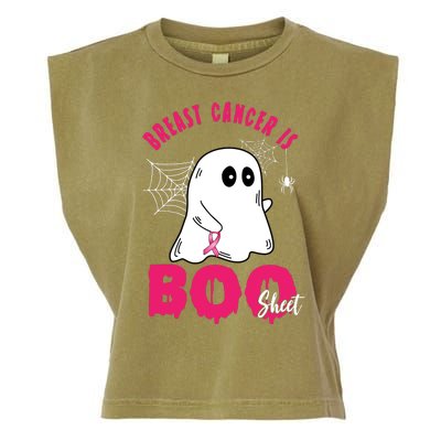 Breast Cancer Is Boo Sheet Halloween Ghost Garment-Dyed Women's Muscle Tee