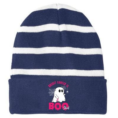 Breast Cancer Is Boo Sheet Halloween Ghost Striped Beanie with Solid Band