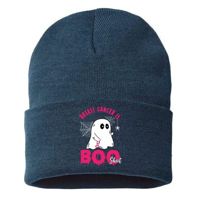 Breast Cancer Is Boo Sheet Halloween Ghost Sustainable Knit Beanie