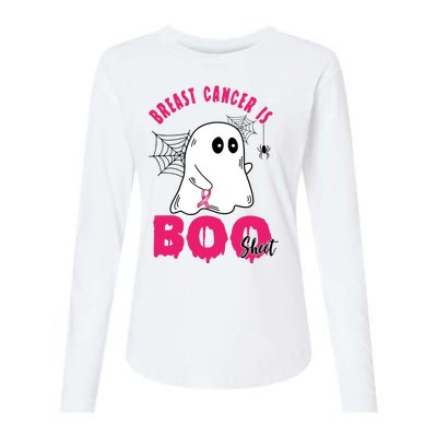 Breast Cancer Is Boo Sheet Halloween Ghost Womens Cotton Relaxed Long Sleeve T-Shirt