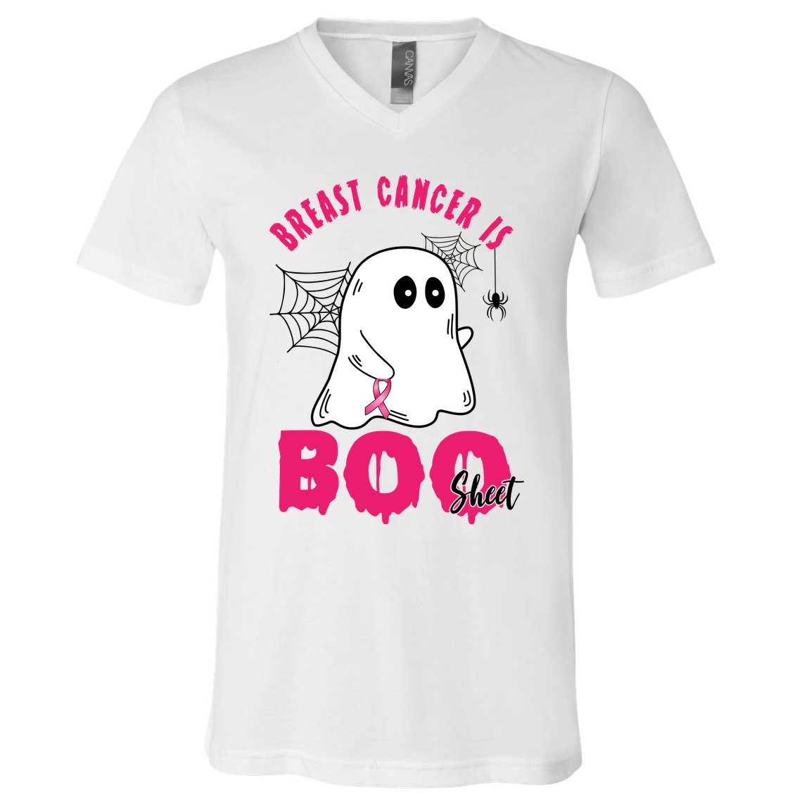 Breast Cancer Is Boo Sheet Halloween Ghost V-Neck T-Shirt