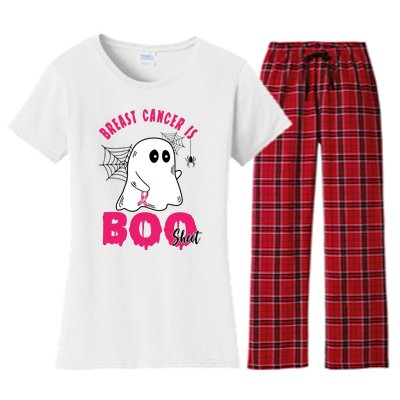 Breast Cancer Is Boo Sheet Halloween Ghost Women's Flannel Pajama Set