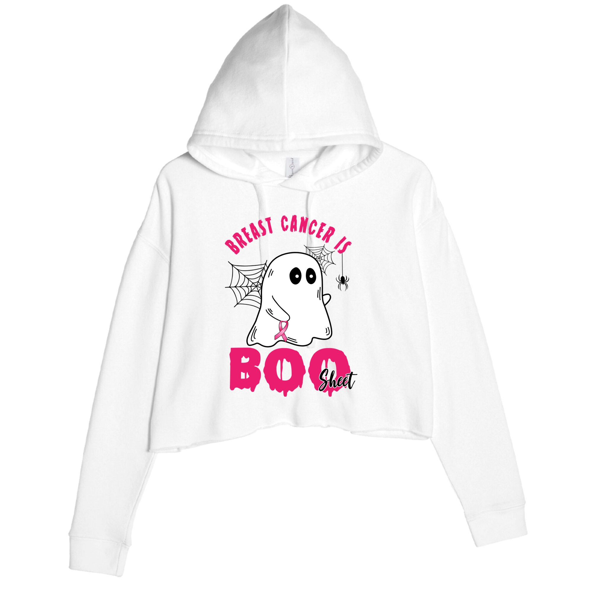 Breast Cancer Is Boo Sheet Halloween Ghost Crop Fleece Hoodie