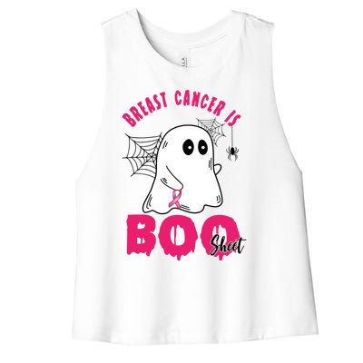 Breast Cancer Is Boo Sheet Halloween Ghost Women's Racerback Cropped Tank