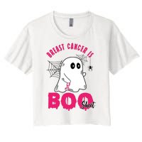 Breast Cancer Is Boo Sheet Halloween Ghost Women's Crop Top Tee