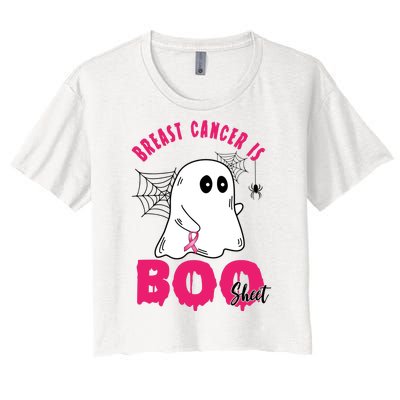 Breast Cancer Is Boo Sheet Halloween Ghost Women's Crop Top Tee