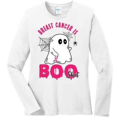 Breast Cancer Is Boo Sheet Halloween Ghost Ladies Long Sleeve Shirt