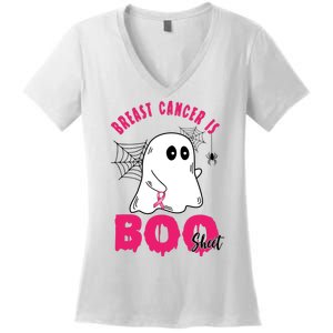 Breast Cancer Is Boo Sheet Halloween Ghost Women's V-Neck T-Shirt