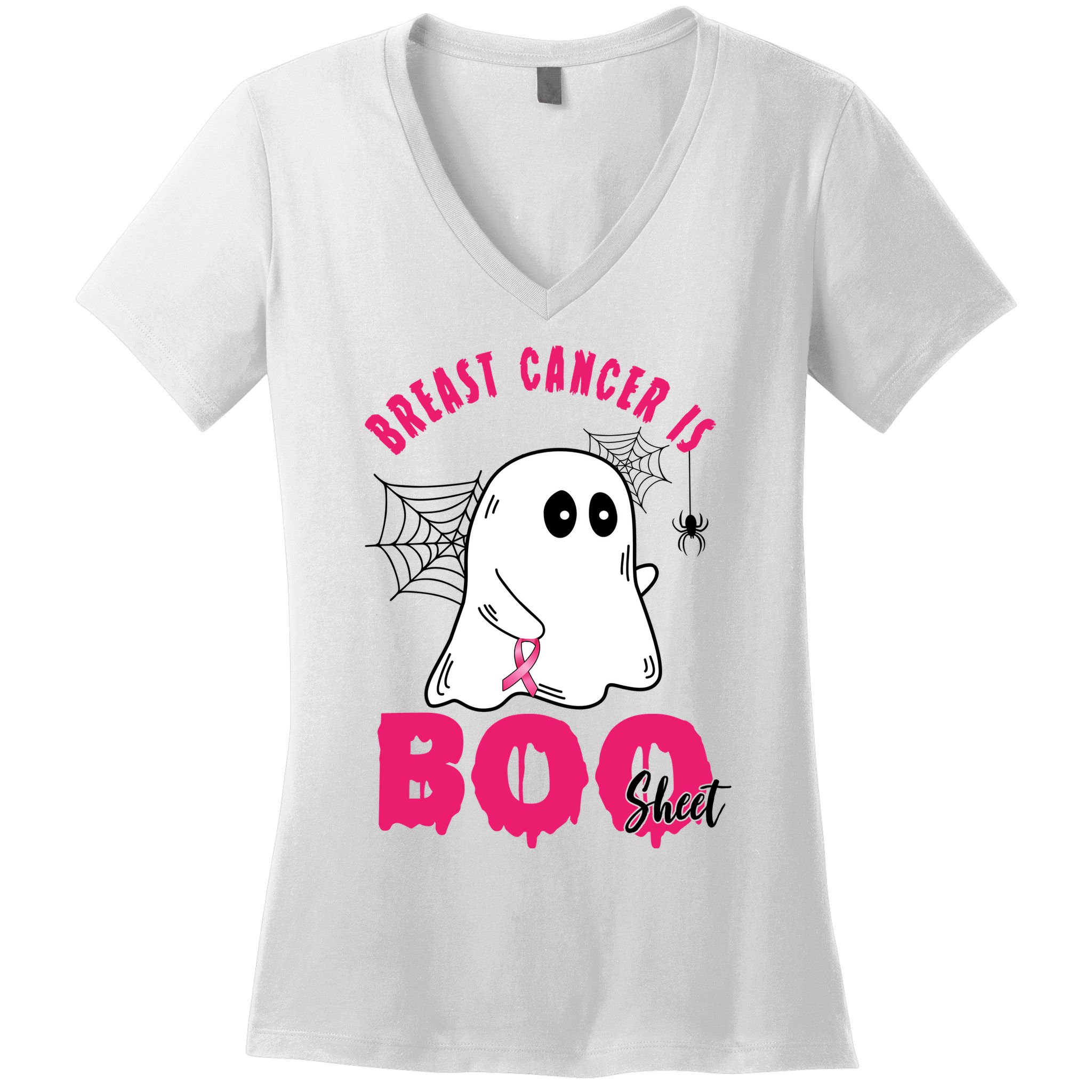 Breast Cancer Is Boo Sheet Halloween Ghost Women's V-Neck T-Shirt