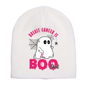 Breast Cancer Is Boo Sheet Halloween Ghost Short Acrylic Beanie