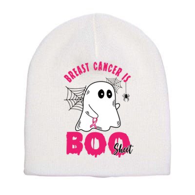 Breast Cancer Is Boo Sheet Halloween Ghost Short Acrylic Beanie