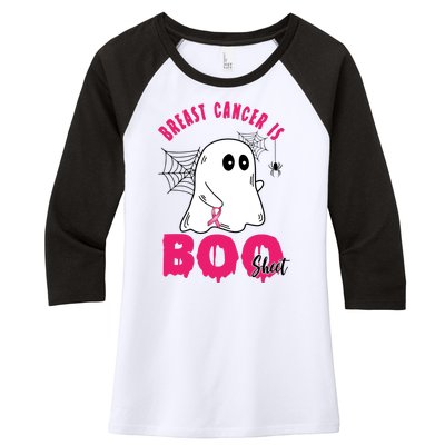 Breast Cancer Is Boo Sheet Halloween Ghost Women's Tri-Blend 3/4-Sleeve Raglan Shirt