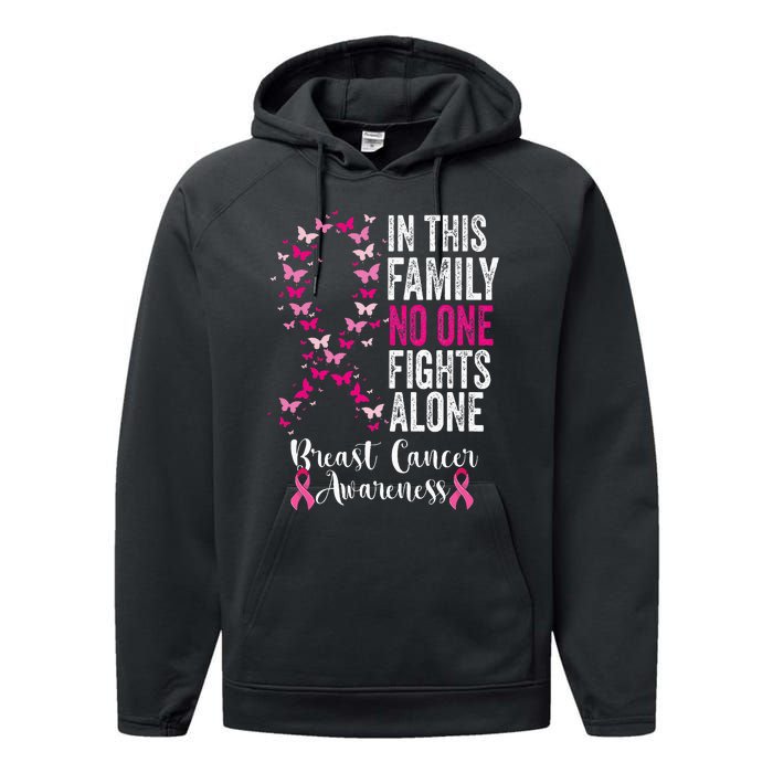 Breast Cancer In This Family No One Fight Alone Performance Fleece Hoodie