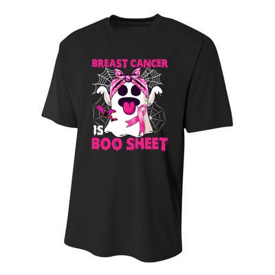 Breast Cancer Is Boo Sheet Halloween Funny Ghost Pink Ribbon Youth Performance Sprint T-Shirt