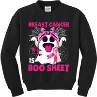 Breast Cancer Is Boo Sheet Halloween Funny Ghost Pink Ribbon Kids Sweatshirt