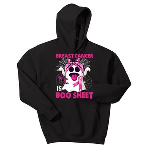 Breast Cancer Is Boo Sheet Halloween Funny Ghost Pink Ribbon Kids Hoodie