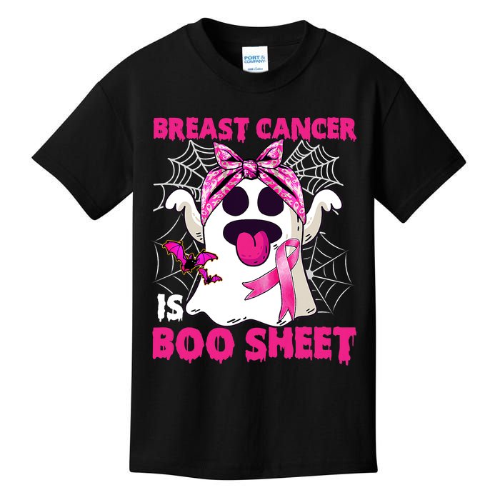 Breast Cancer Is Boo Sheet Halloween Funny Ghost Pink Ribbon Kids T-Shirt