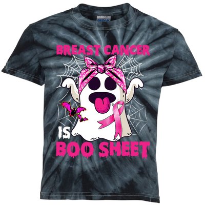 Breast Cancer Is Boo Sheet Halloween Funny Ghost Pink Ribbon Kids Tie-Dye T-Shirt