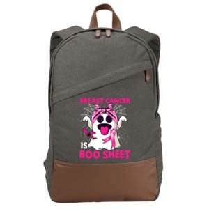 Breast Cancer Is Boo Sheet Halloween Funny Ghost Pink Ribbon Cotton Canvas Backpack