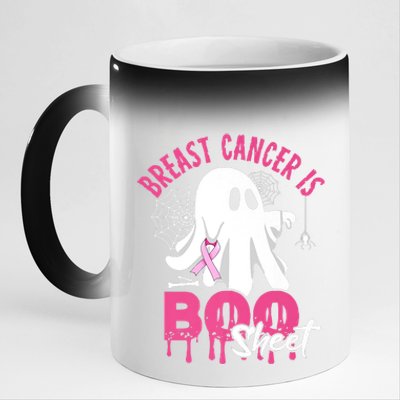 Breast Cancer Is Boo Sheet Halloween Breast Cancer Awareness 11oz Black Color Changing Mug