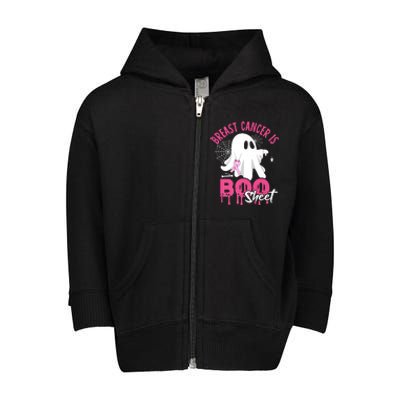 Breast Cancer Is Boo Sheet Halloween Breast Cancer Awareness Toddler Zip Fleece Hoodie