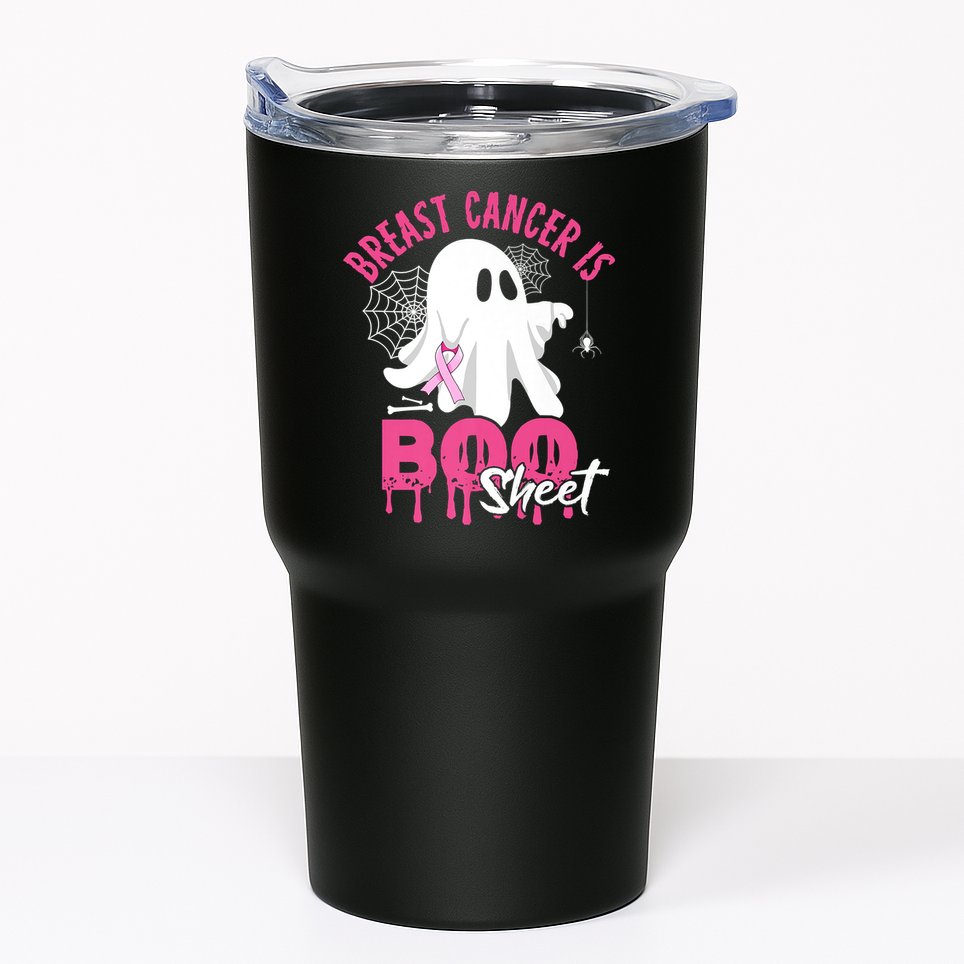 Breast Cancer Is Boo Sheet Halloween Breast Cancer Awareness Tumbler