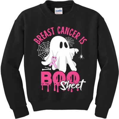 Breast Cancer Is Boo Sheet Halloween Breast Cancer Awareness Kids Sweatshirt