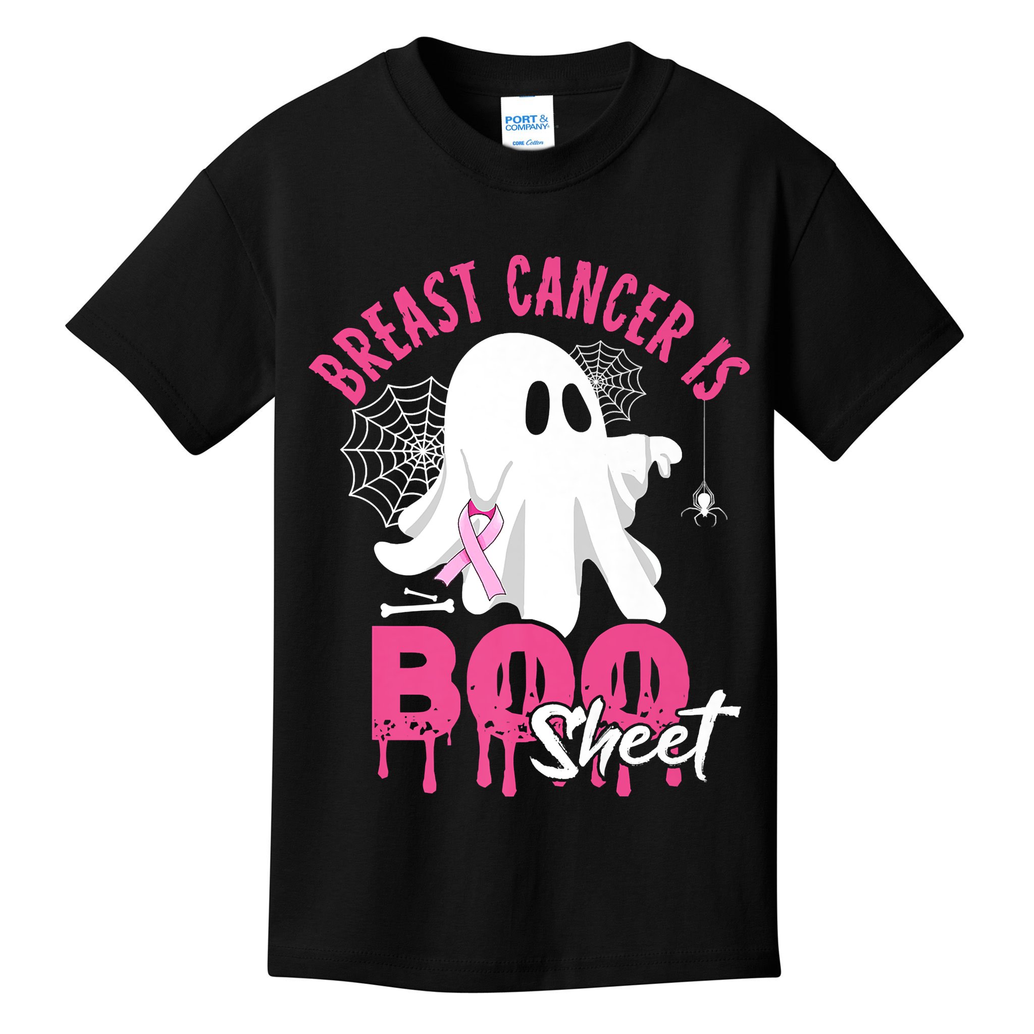 Breast Cancer Is Boo Sheet Halloween Breast Cancer Awareness Kids T-Shirt