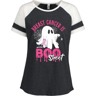 Breast Cancer Is Boo Sheet Halloween Breast Cancer Awareness Enza Ladies Jersey Colorblock Tee