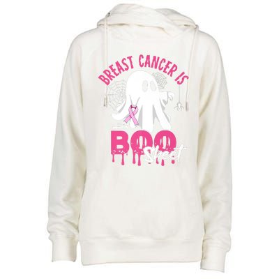 Breast Cancer Is Boo Sheet Halloween Breast Cancer Awareness Womens Funnel Neck Pullover Hood