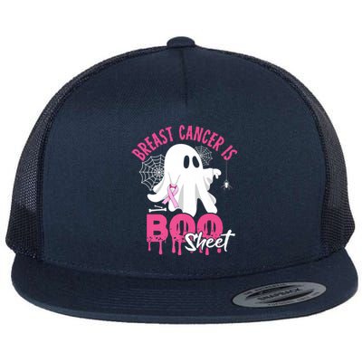 Breast Cancer Is Boo Sheet Halloween Breast Cancer Awareness Flat Bill Trucker Hat