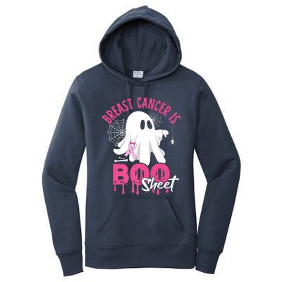 Breast Cancer Is Boo Sheet Halloween Breast Cancer Awareness Women's Pullover Hoodie