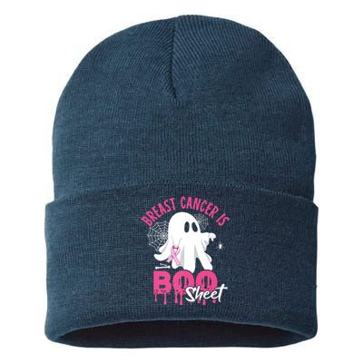 Breast Cancer Is Boo Sheet Halloween Breast Cancer Awareness Sustainable Knit Beanie