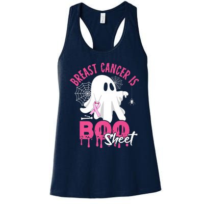 Breast Cancer Is Boo Sheet Halloween Breast Cancer Awareness Women's Racerback Tank