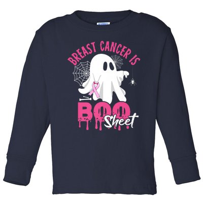 Breast Cancer Is Boo Sheet Halloween Breast Cancer Awareness Toddler Long Sleeve Shirt