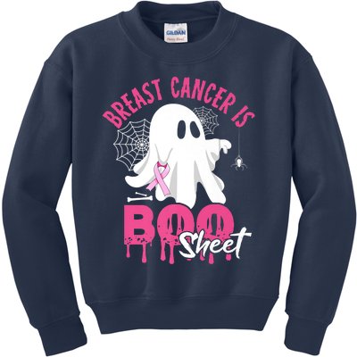 Breast Cancer Is Boo Sheet Halloween Breast Cancer Awareness Kids Sweatshirt