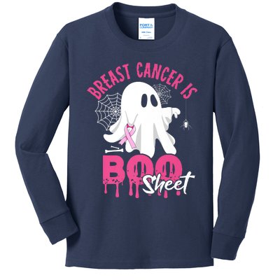 Breast Cancer Is Boo Sheet Halloween Breast Cancer Awareness Kids Long Sleeve Shirt