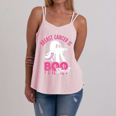 Breast Cancer Is Boo Sheet Halloween Breast Cancer Awareness Women's Strappy Tank