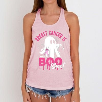 Breast Cancer Is Boo Sheet Halloween Breast Cancer Awareness Women's Knotted Racerback Tank