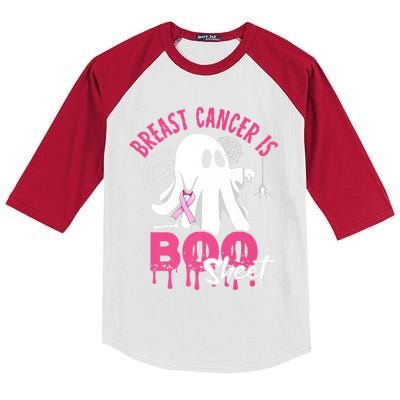 Breast Cancer Is Boo Sheet Halloween Breast Cancer Awareness Kids Colorblock Raglan Jersey