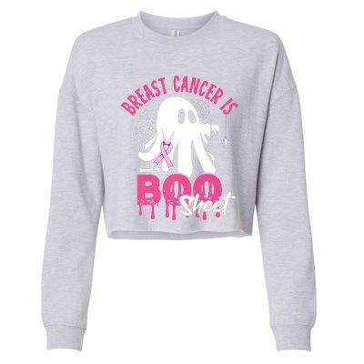 Breast Cancer Is Boo Sheet Halloween Breast Cancer Awareness Cropped Pullover Crew