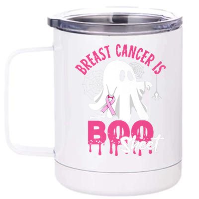 Breast Cancer Is Boo Sheet Halloween Breast Cancer Awareness 12 oz Stainless Steel Tumbler Cup