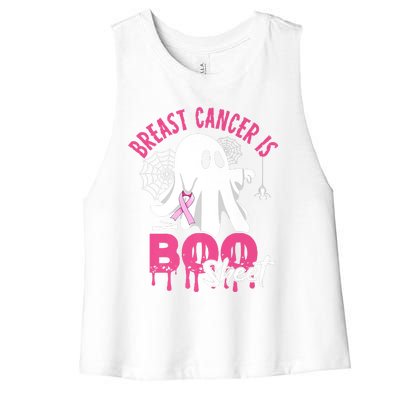 Breast Cancer Is Boo Sheet Halloween Breast Cancer Awareness Women's Racerback Cropped Tank