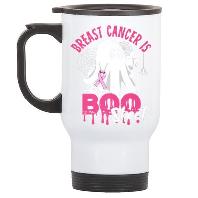 Breast Cancer Is Boo Sheet Halloween Breast Cancer Awareness Stainless Steel Travel Mug