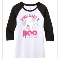 Breast Cancer Is Boo Sheet Halloween Breast Cancer Awareness Women's Tri-Blend 3/4-Sleeve Raglan Shirt