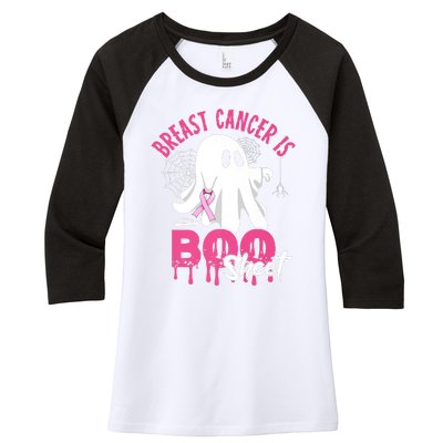 Breast Cancer Is Boo Sheet Halloween Breast Cancer Awareness Women's Tri-Blend 3/4-Sleeve Raglan Shirt